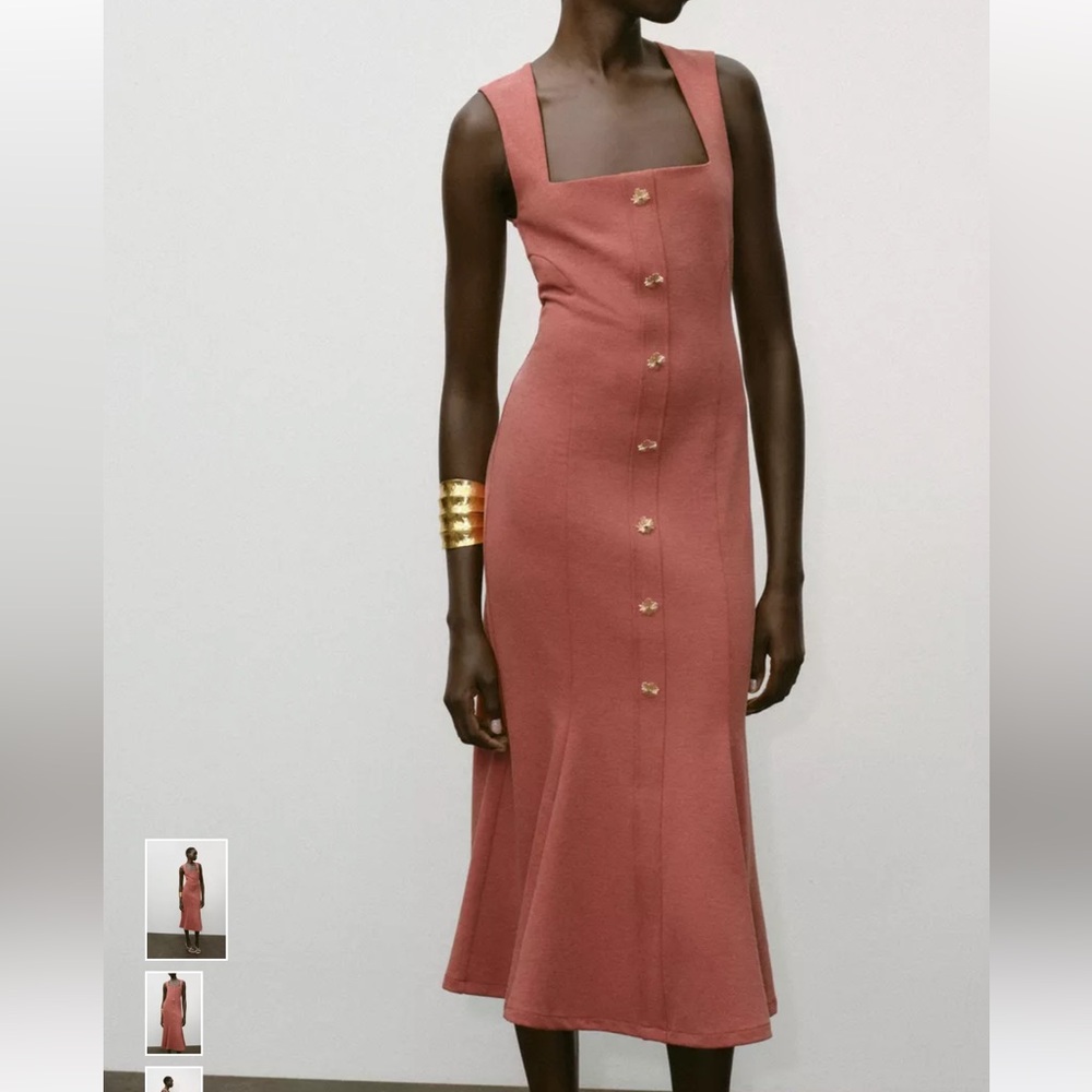 BUTTONED PIQUÉ DRESS - Picture 6 of 12